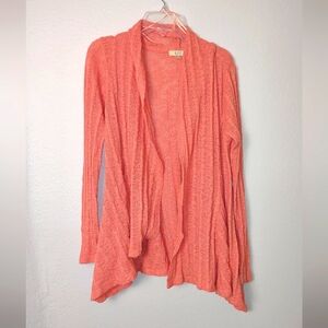 Kori Orange Cardigan Sweater Open-Front Shawl Collar